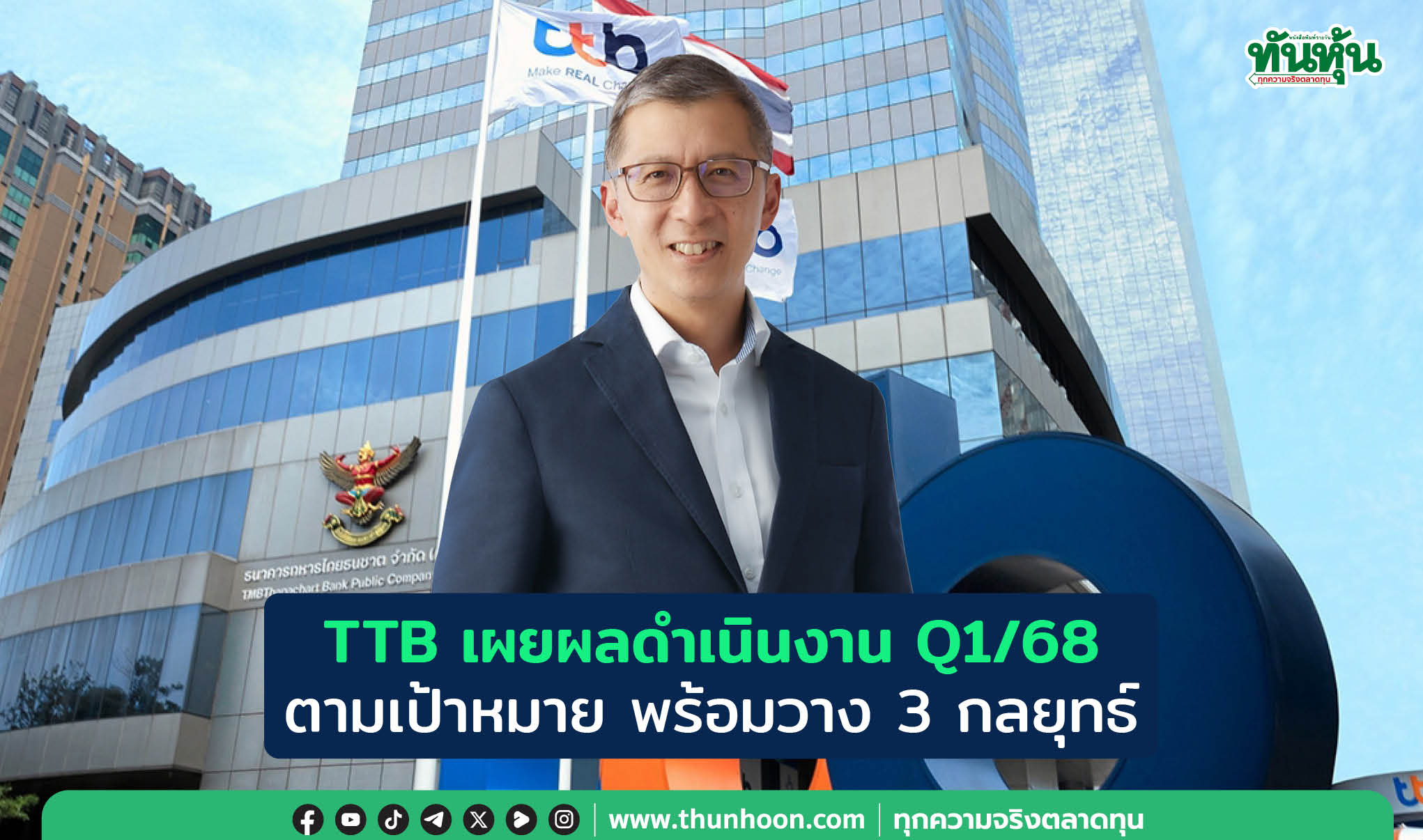 TTB เผยผลดำเนินงาน Q1/68 ตามเป้าหมาย พร้อมวาง 3 กลยุทธ์